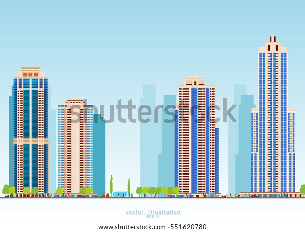 New urban\
district. A residential area in the\
city.