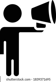 New Vacancy announcement Concept, Hrm symbol on white background, Employee with Megaphone Vector Glyph Icon design