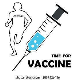 New vaccines speed up herd immunity. Drawing representing the race against time for the vaccination of the entire population. Coronavirus (COVID-19) vector icon illustration.