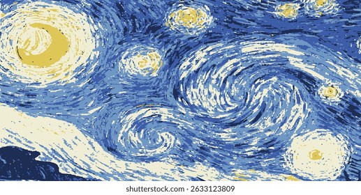 New van Gogh Painting Sky And star Vector