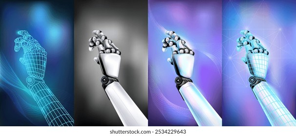 New variations of hands working in digital virtual space.