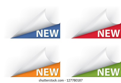 New vector curled page corner set