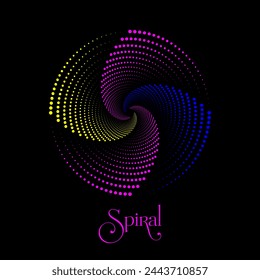 Nuevo vector de diseño plano círculo espiral con fondo negro