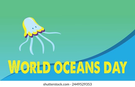 New Vector flat world oceans day social media post template.