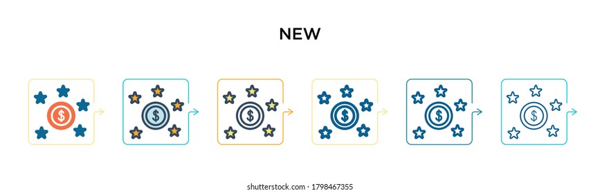 New vector icon in 6 different modern styles. Black, two colored new icons designed in filled, outline, line and stroke style. Vector illustration can be used for web, mobile, ui