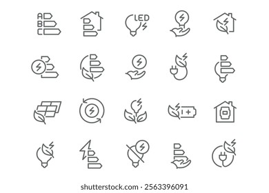 New Vector Icon Set in Linear Style: Energy Saving. Popular!