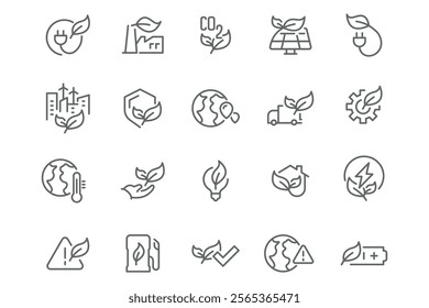 New Vector Icon Set in Linear Style: Ecology and Energy. Popular!