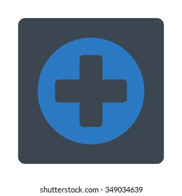 New vector icon. Style is flat rounded square button, smooth blue colors, white background.