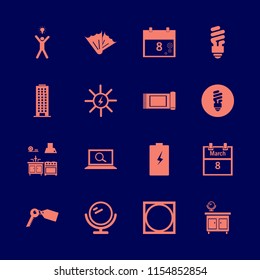 new vector icons set. with find concept, battery, mirror nightstand and key tag in set