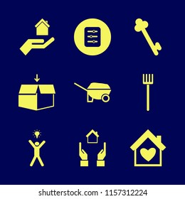 new vector icons set. with house heart, pitchfork, filter and key in set