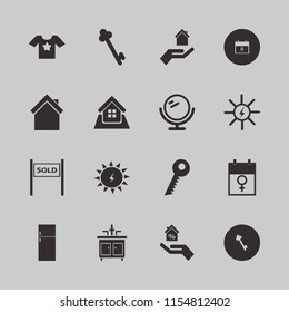 new vector icons set. with march calendar, mirror, t shirt star and hand house in set