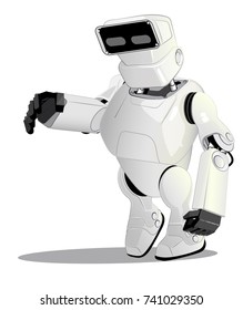 New vector illustration of a funny robot, tries to touch