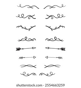 New Vector Illustration. Set of text delimiters and ornamental calligraphic lines.