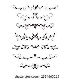 New Vector Illustration. Set of text delimiters and ornamental calligraphic lines.