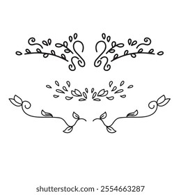 New Vector Illustration. Set of text delimiters and ornamental calligraphic lines.