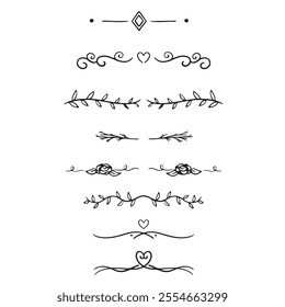 New Vector Illustration. Set of text delimiters and ornamental calligraphic lines.