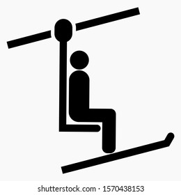 New vector illustration of a ski with skis Commercial line vector icon for websites and mobile minimalistic flat design.
