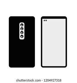 New Vector illustration of a touch-screen smart phone with 4 cameras. 6 cameras