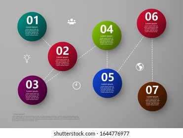 New Vector Infographic Template With 7 Points And Simple Line Icons