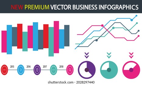 New vector infographics set. Collection of templates for cycle diagram, graph, presentation, and round chart. Business concept with options, parts, steps, or processes.