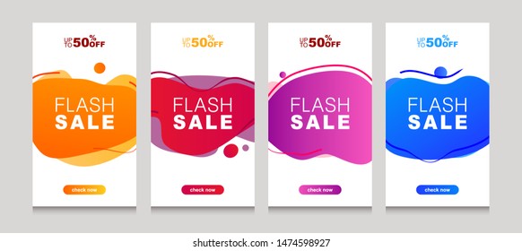 New Vector Modern Fluid For Big Sale Banners Design. Special offer and sale banner discount up to 50%. Discount Banner Promotion Template. Editable text.