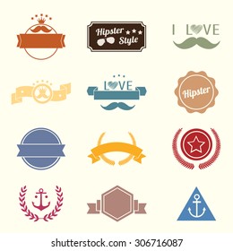 New Vector set of ribbon design. vintage style, blank retro badges and labels. Illustration eps10