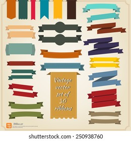 New Vector set of Ribbon retro color vintage style