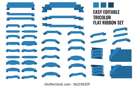 New vector set of tricolor, flat, long and short ribbon banner collection