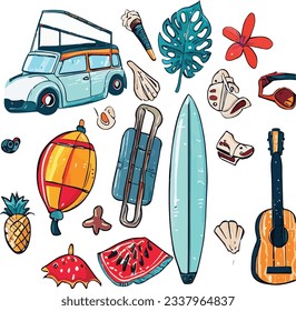 new Vector summertime set with summer items