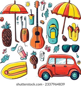 new Vector summertime set with summer items