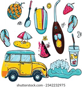 new Vector summertime set with summer items