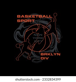 nuevo vector Tema baloncesto. División de Brooklyn. Tipografía deportiva, gráficos para camisetas, afiche, pancarta, volante, papel y postal, etc.