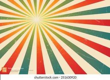 New vector Vintage colorful rising sun or sun ray,sun burst retro background design