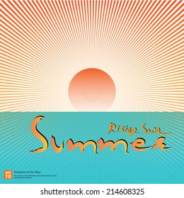 New vector Vintage summer beach rising sun or sun ray,sun burst holiday design