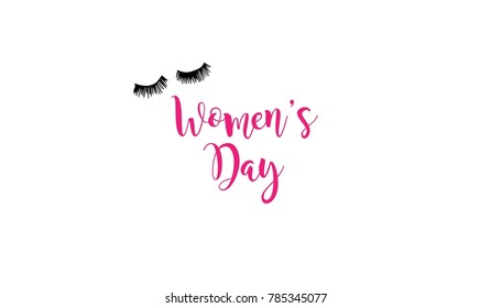 New vector of Women's Day in pink color with black eye lashes
