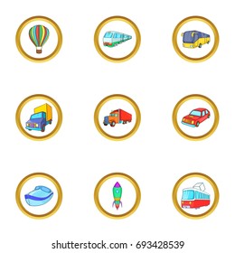 New vehicle icons set. Cartoon set of 9 new vehicle vector icons for web isolated on white background