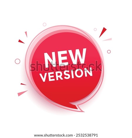 New version banner, announcement design speech bubble icon. vector graphic design.