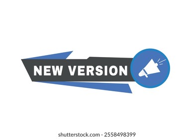 New version banner modern template Vector label with colorful design. Web element  with megaphone.