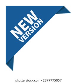 New Version In Blue Triangle Ribbon Shape For Product Advertising Business Marketing Social Media Information
