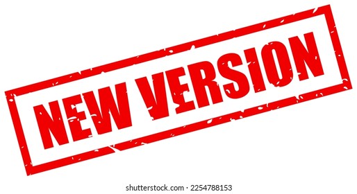 New version grunge rubber stamp on white background, new version ink imprint vector flat illustration