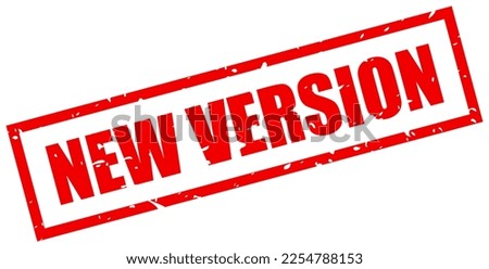 New version grunge rubber stamp on white background, new version ink imprint vector flat illustration