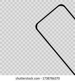 Nueva versión del Smartphone realista y delgado negro detallado de alto nivel aislado en fondo transparente. Pantalla de vista frontal. Capas y grupos separados de bloqueo de dispositivos. Vector fácil de editar. EPS 10