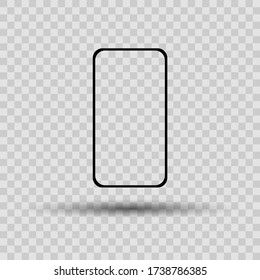New Version of High Detailed Black Slim Realistic Smartphone isolated on Transparent Background. Front View Display. Device Mockup Separate Groups and Layers. Easily Editable Vector. EPS 10