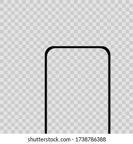 New Version of High Detailed Black Slim Realistic Smartphone isolated on Transparent Background. Front View Display. Device Mockup Separate Groups and Layers. Easily Editable Vector. EPS 10
