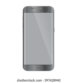 New version of modern smartphone with blank screen, isolated on white.