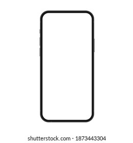 New version Realistic black frameless slim smartphone with blank white screen vector illustration