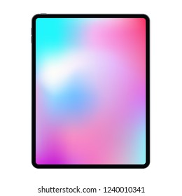 Nova versão do tablet premium sem moldura realista simulada no design moderno de moldura fina.