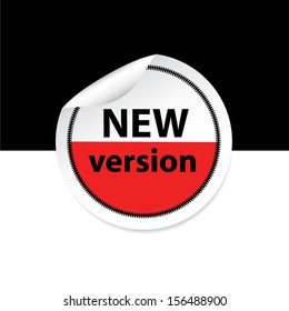 New version red color sticker, label, sign.vector illustration.