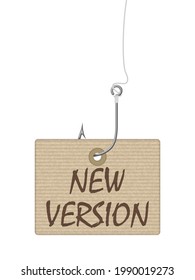 Nueva etiqueta de versión en fondo blanco. Ilustración vectorial.