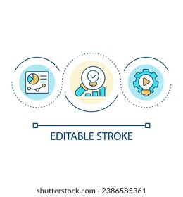New video ideas research loop concept icon. Live streaming. Blog production. Content making process abstract idea thin line illustration. Isolated outline drawing. Editable stroke. Arial font used